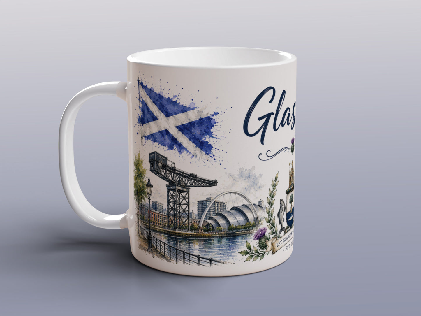 Glasgow Scotland Mug Scottish City Landmarks Thistle Gift Souvenir