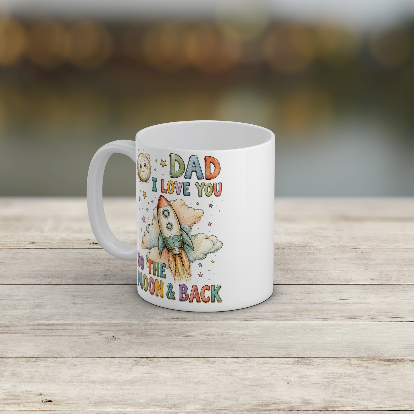 Dad Gift Ceramic Coffee Mug Cute Rocket Design Birthday Christmas Present Dad