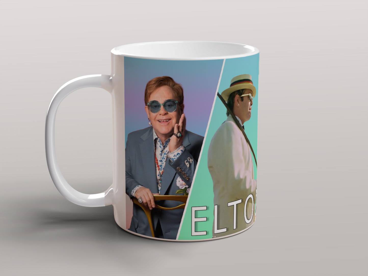 Elton John Collage Mug Pop Music Legend Ceramic Coffee Mug 11oz Gift for Fans
