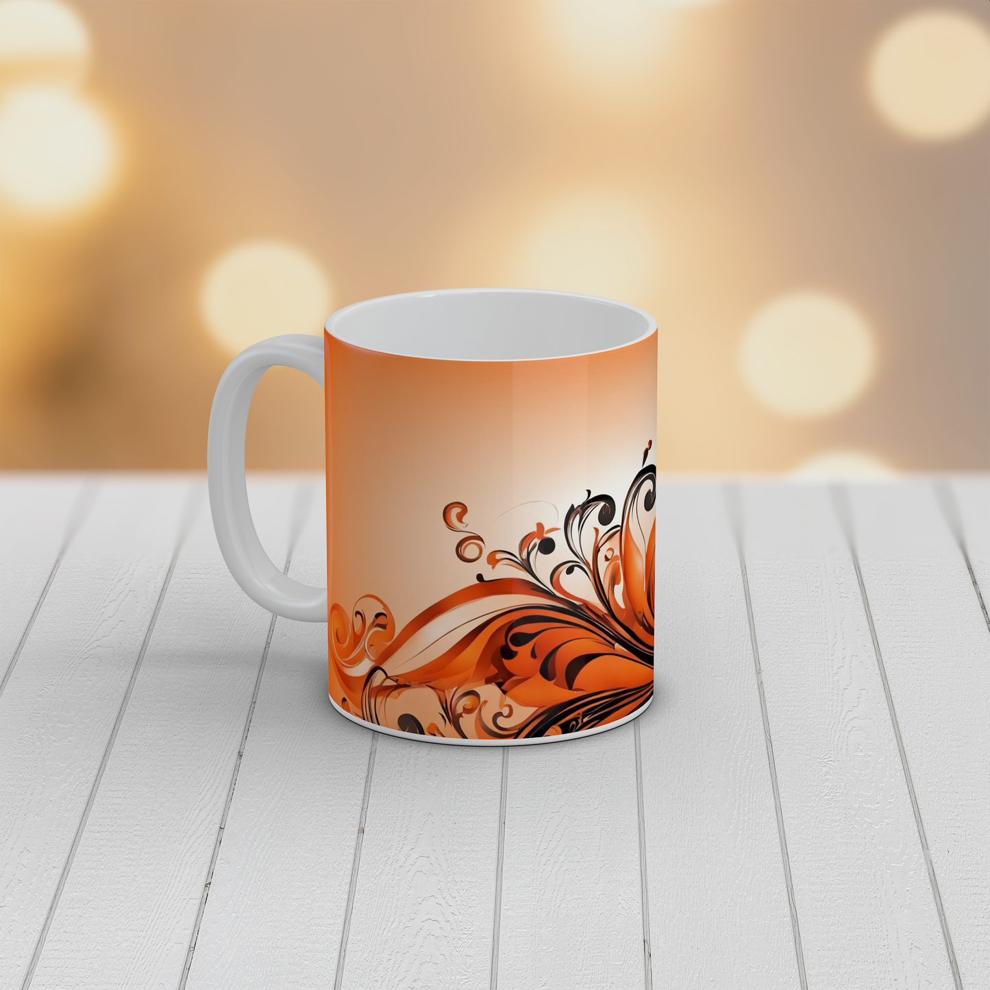 Orange Abstract Swirl Mug | Modern Ceramic Coffee Tea Mug Artistic Gift