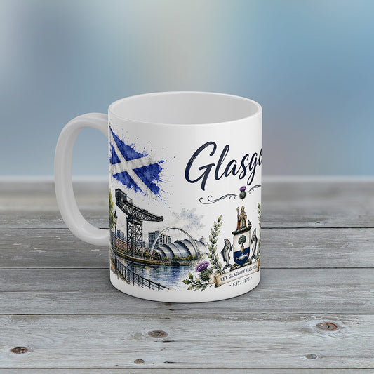 Glasgow Scotland Mug Scottish City Landmarks Thistle Gift Souvenir