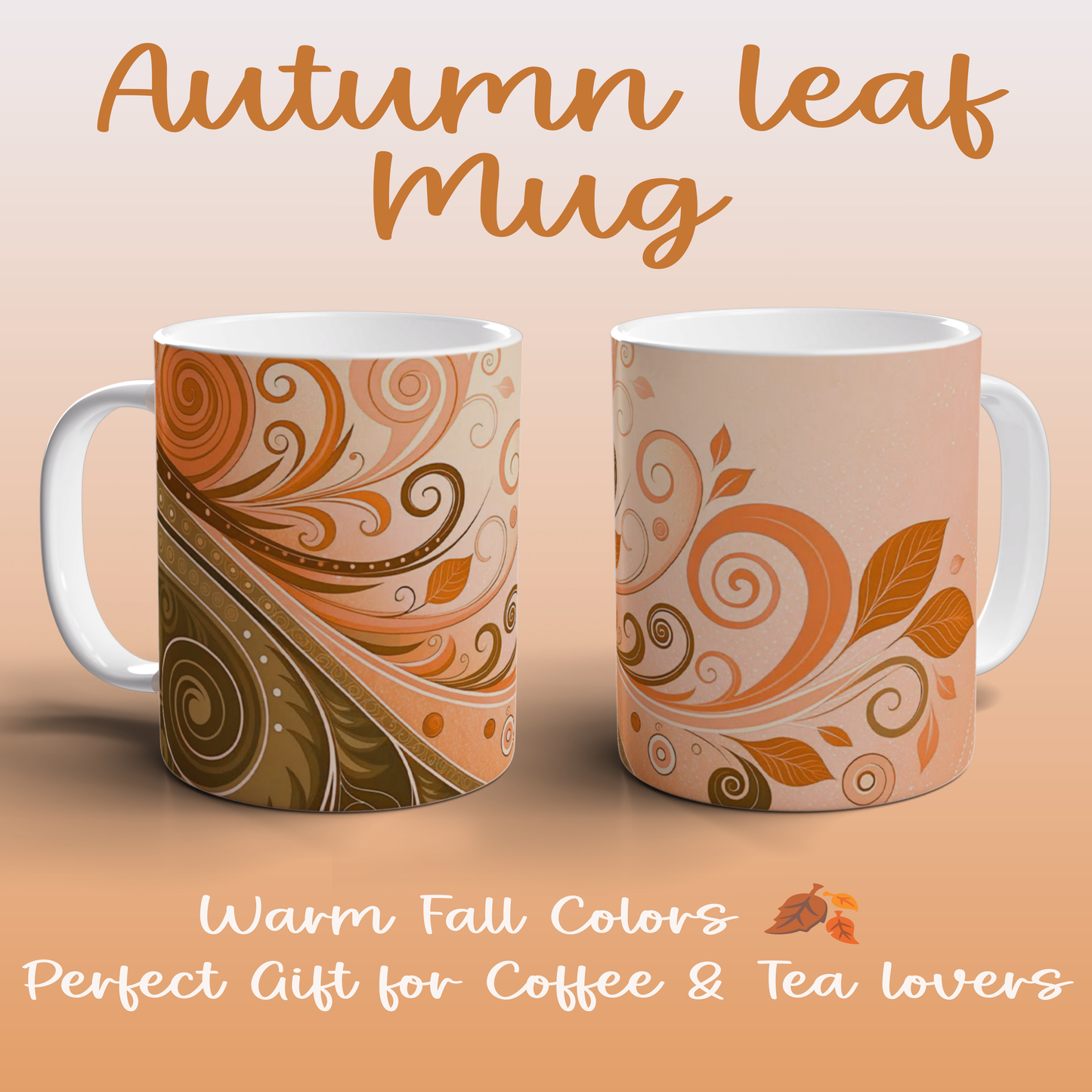 Autumn Leaf Mug | Warm Coffee Tea Mug with Fall Design | Cosy Seasonal Gift for