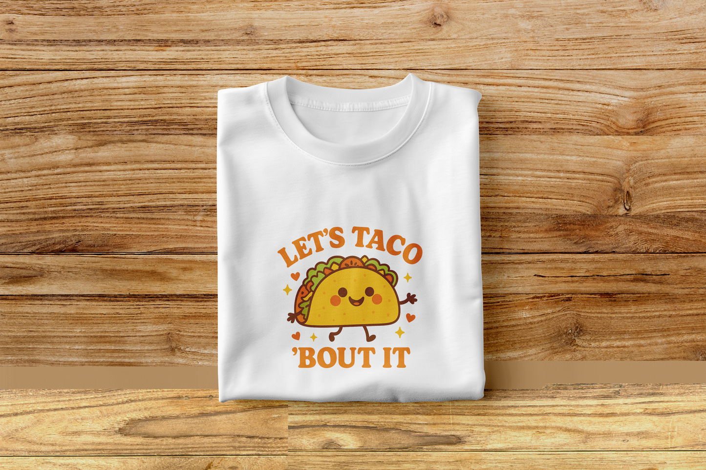 Funny Taco T Shirt Let's Taco 'Bout It Cute Food Graphic Unisex Gift Tee