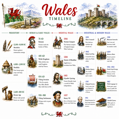 Wales Timeline Mug Welsh History Gift Dragon Flag Historical Coffee Tea Mug