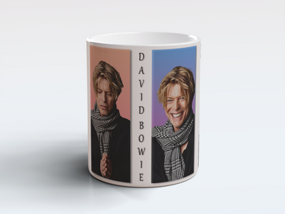 David Bowie Collage Mug Iconic Music Legend Portrait Ceramic Coffee Mug 11oz