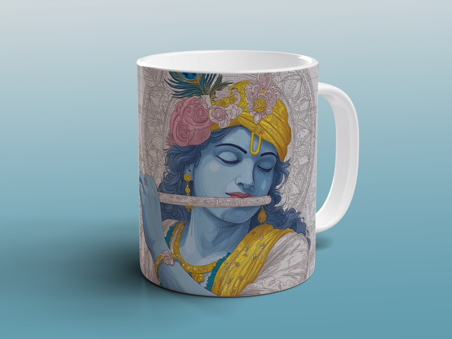 Krishna Mug | Divine Yoga Meditation Mug | Spiritual Hindu Art Coffee Tea Gift
