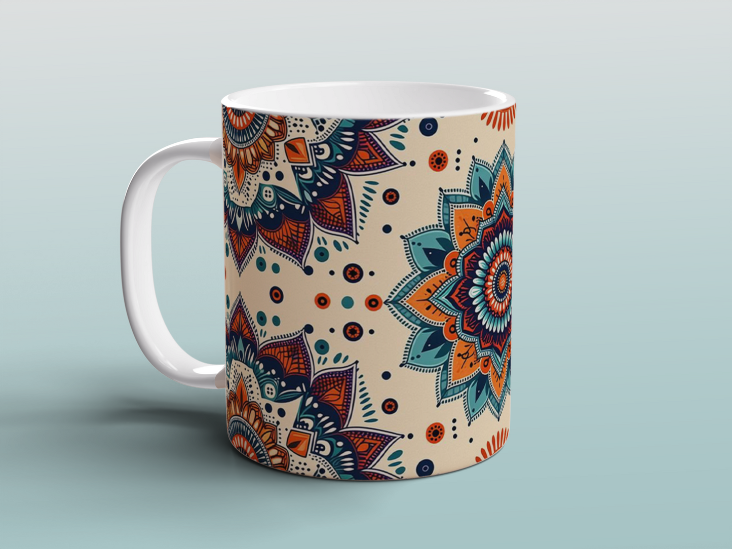 Mandala Mug Boho Style | Colourful Coffee Tea Cup | Spiritual Yoga Gift