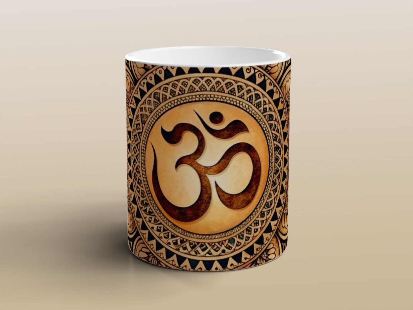 Spiritual Om Mandala Ceramic Mug Yoga Meditation Gift Zen Tea Coffee Mug