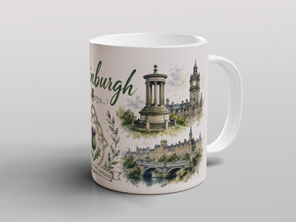Edinburgh Scotland Mug | Scottish Landmarks & Thistle Souvenir