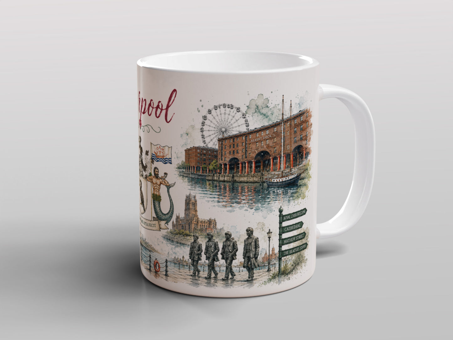 Liverpool Mug Beatles Albert Dock Liver Building Penny Lane Souvenir Gift