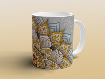 Golden Mandala Mug | Boho Spiritual Coffee Tea Mug Relaxation Gift for Meditate