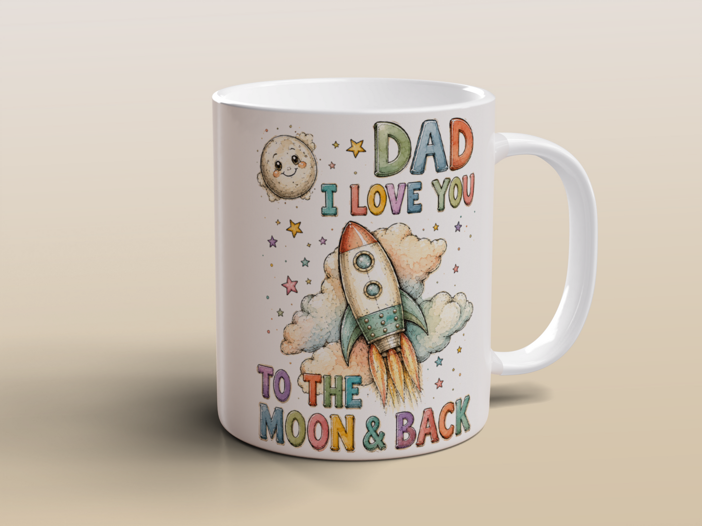Dad Gift Ceramic Coffee Mug Cute Rocket Design Birthday Christmas Present Dad