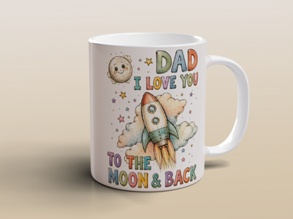Dad Gift Ceramic Coffee Mug Cute Rocket Design Birthday Christmas Present Dad