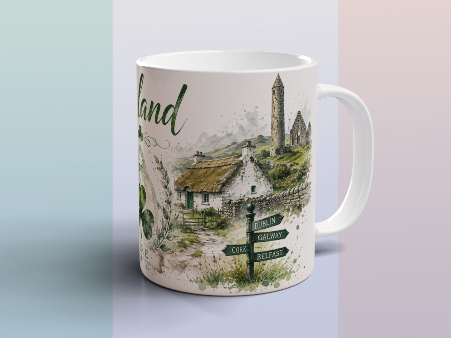 Ireland Mug Irish Cliffs Shamrock Celtic Cottage Coastal Souvenir Gift