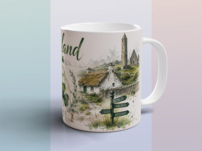 Ireland Mug Irish Cliffs Shamrock Celtic Cottage Coastal Souvenir Gift