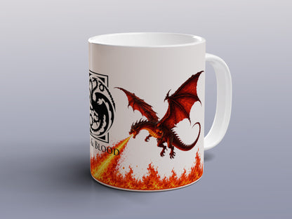 Targaryen Fire & Blood Mug, Red Dragon House of the Dragon Design