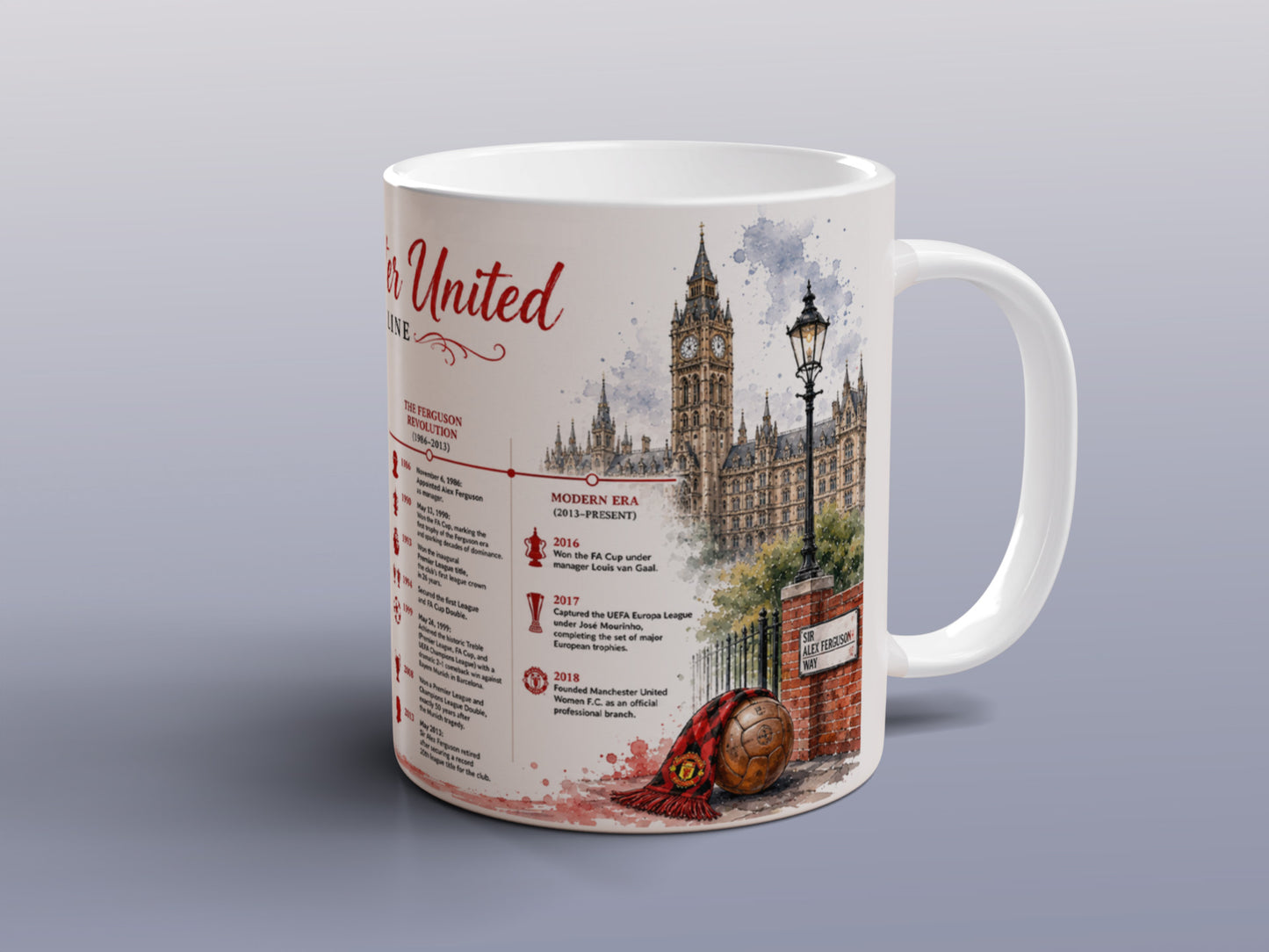 Manchester United History Timeline Mug Football Supporter Gift