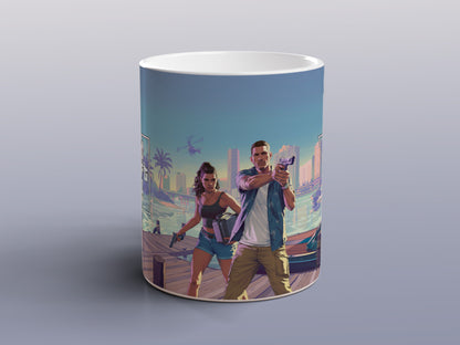 GTA 6 Mug Grand Theft Auto VI Lucia Jason Gaming Coffee Tea Cup