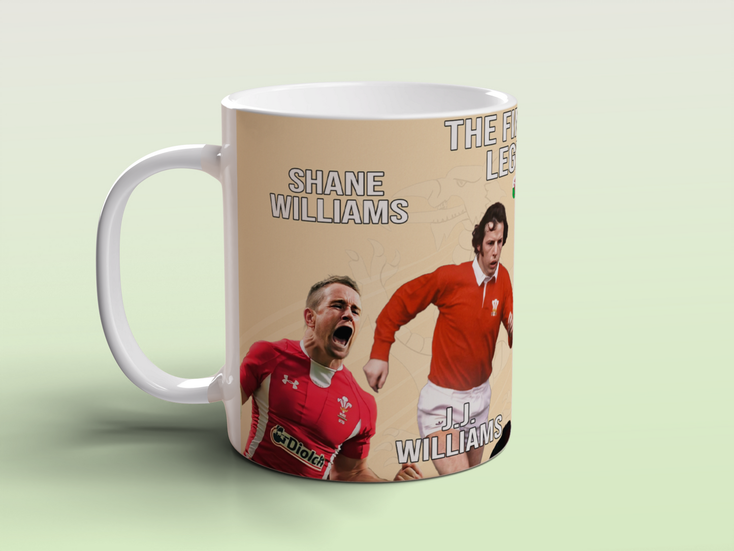 Welsh Rugby Legends Mug Shane Williams JJ Williams Gerald Davies Evans Mug