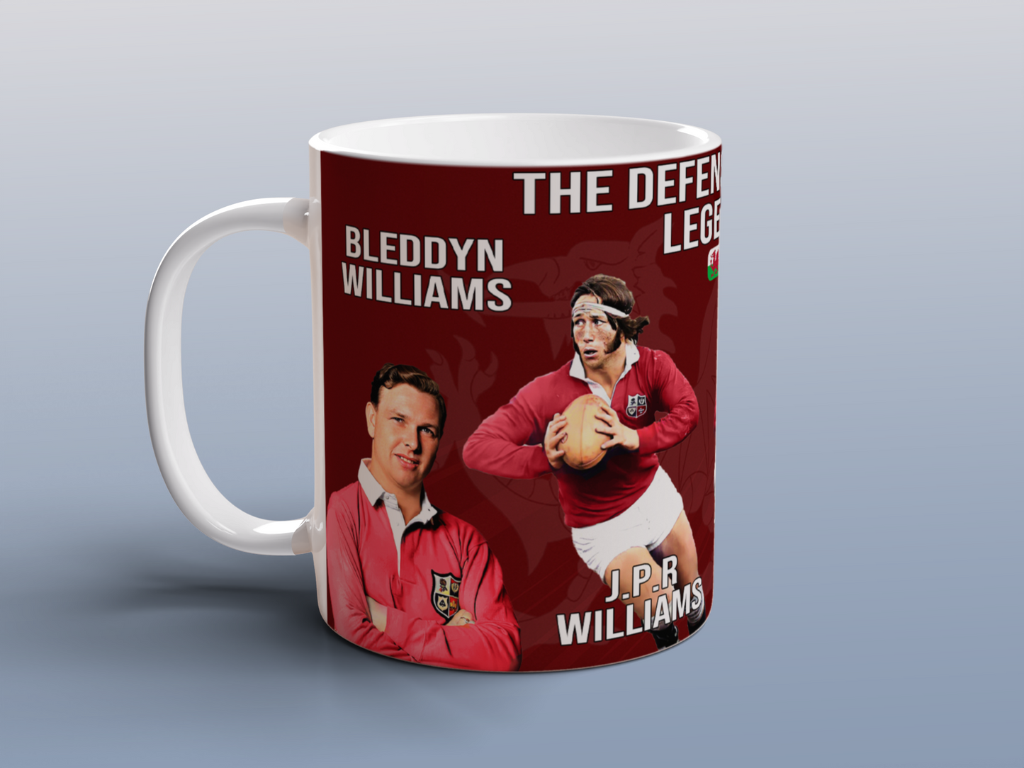 Welsh Rugby Legends Mug Rugby Gift for Wales Fans JPR Williams Jiffy Davies