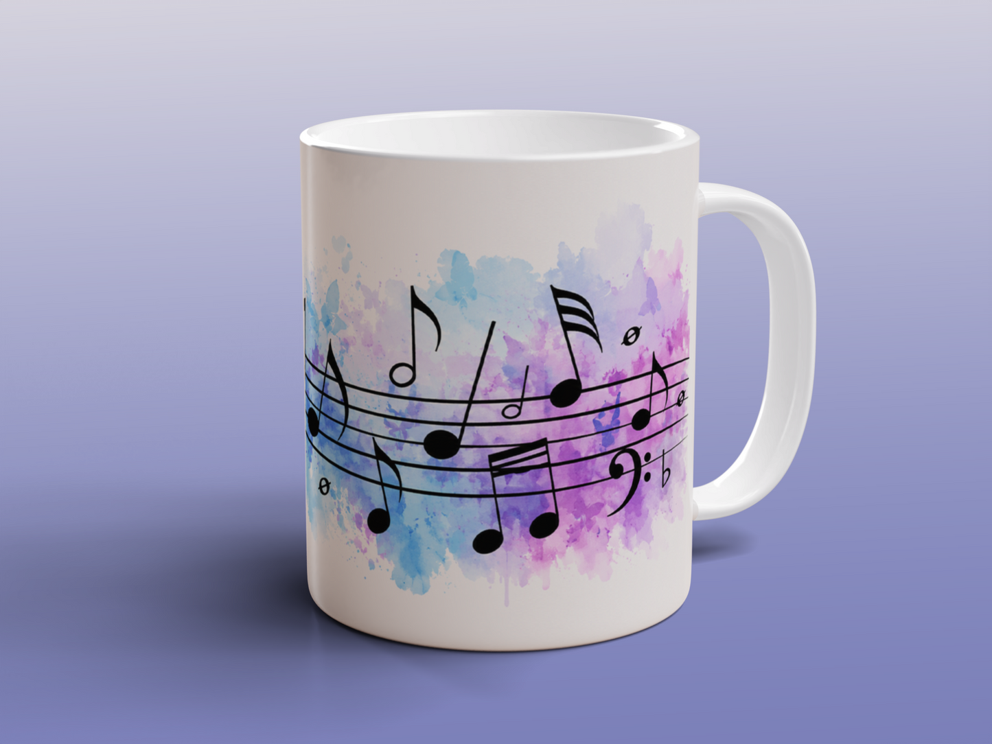 Watercolour Music Notes Ceramic Mug | Piano Gift for Musicians & Music Fans