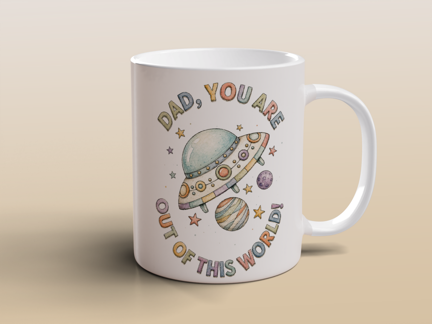 Space Dad Mug Ceramic Coffee Mug Galaxy Gift for Father Sci Fi Tea Mug 11oz