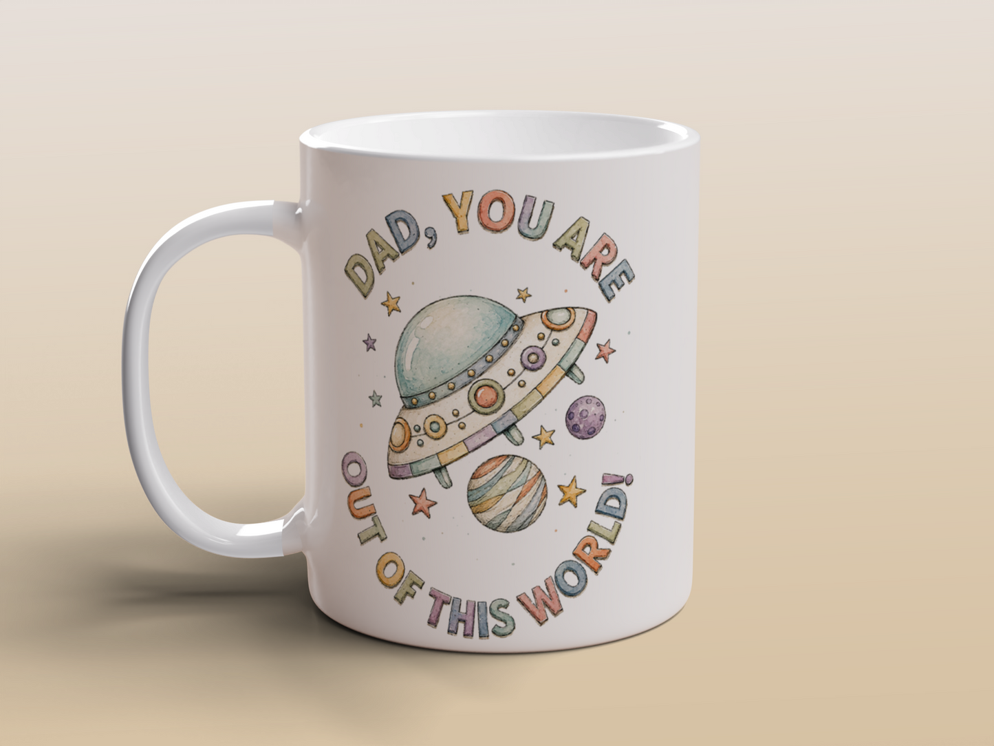 Space Dad Mug Ceramic Coffee Mug Galaxy Gift for Father Sci Fi Tea Mug 11oz