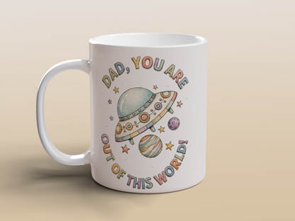 Space Dad Mug Ceramic Coffee Mug Galaxy Gift for Father Sci Fi Tea Mug 11oz