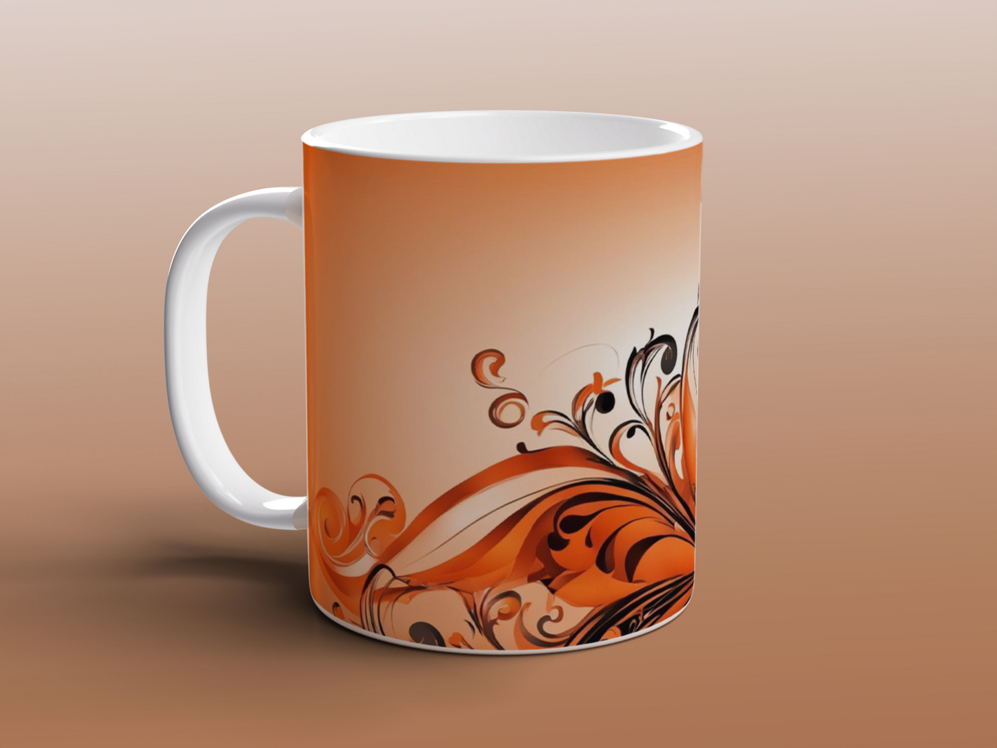 Orange Abstract Swirl Mug | Modern Ceramic Coffee Tea Mug Artistic Gift
