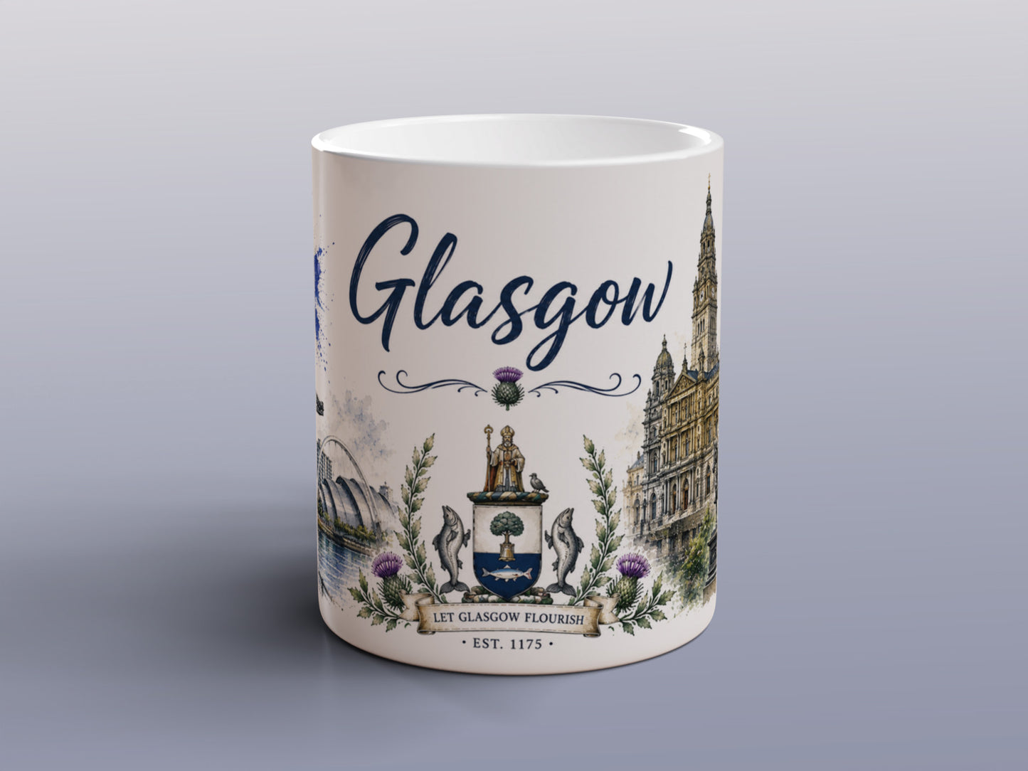 Glasgow Scotland Mug Scottish City Landmarks Thistle Gift Souvenir
