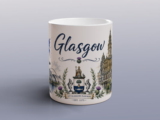Glasgow Scotland Mug Scottish City Landmarks Thistle Gift Souvenir