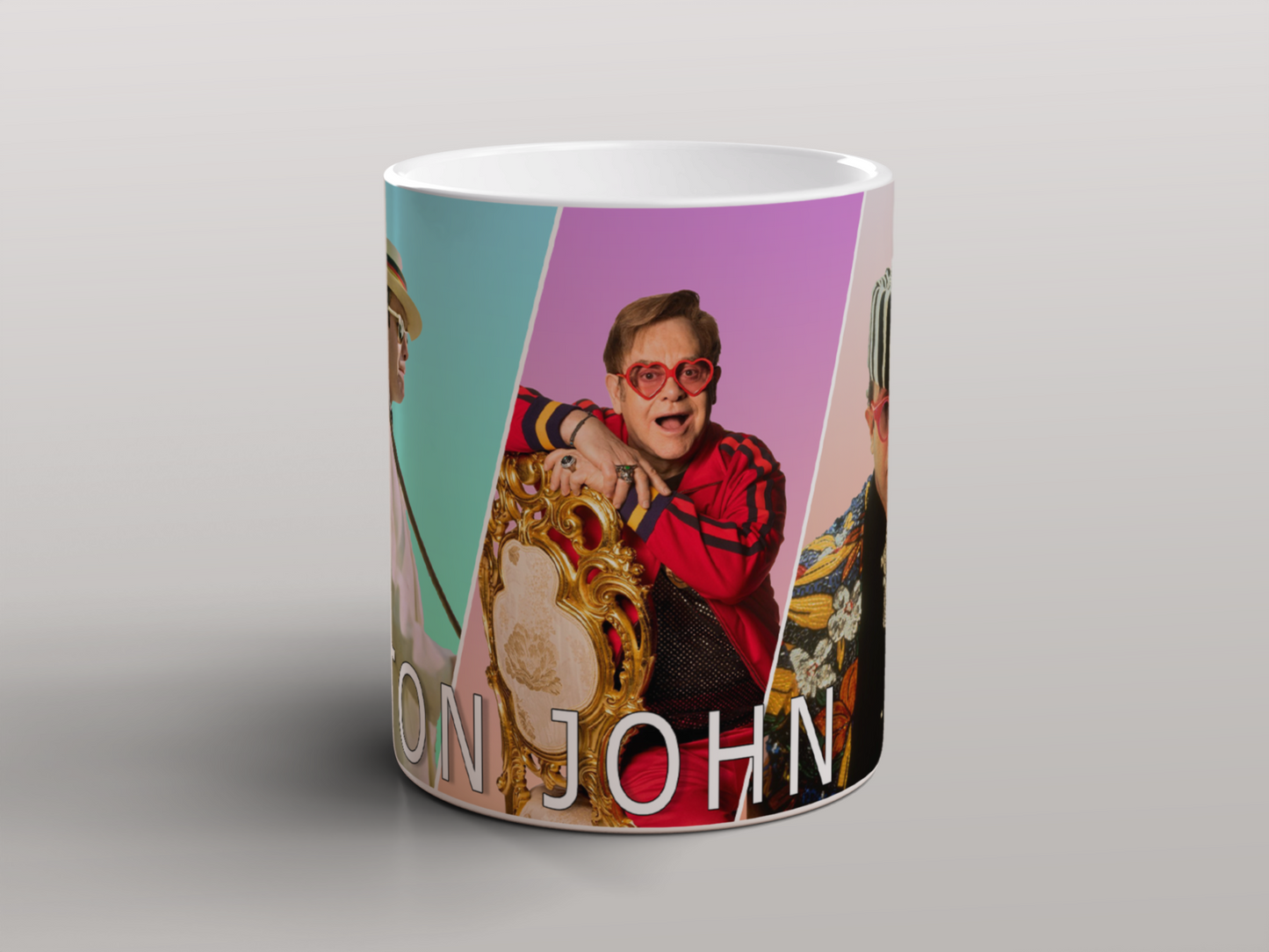 Elton John Collage Mug Pop Music Legend Ceramic Coffee Mug 11oz Gift for Fans