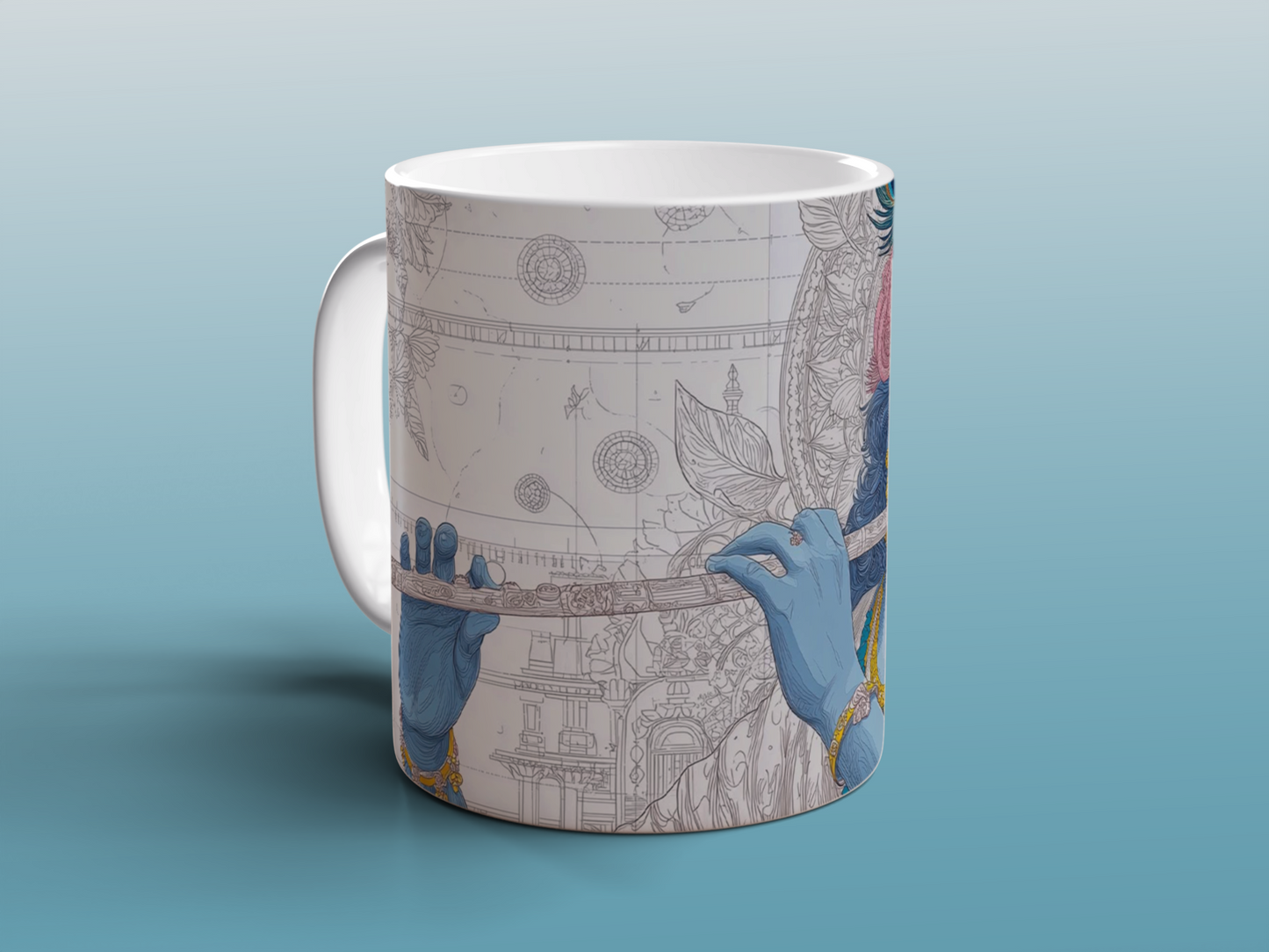 Krishna Mug | Divine Yoga Meditation Mug | Spiritual Hindu Art Coffee Tea Gift