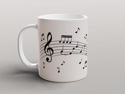 Musical Notes Ceramic Mug | Piano Music Gift for Musicians & Music Lovers