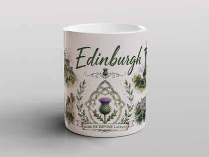 Edinburgh Scotland Mug | Scottish Landmarks & Thistle Souvenir