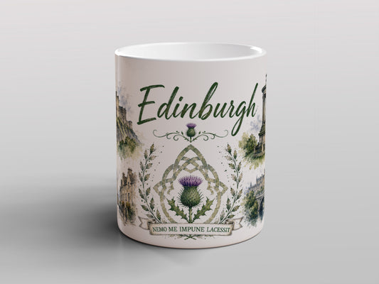 Edinburgh Scotland Mug | Scottish Landmarks & Thistle Souvenir