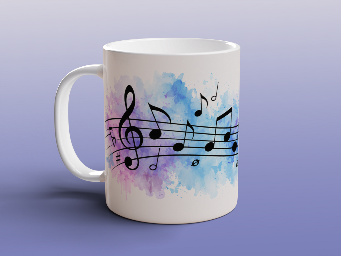 Watercolour Music Notes Ceramic Mug | Piano Gift for Musicians & Music Fans