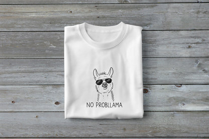 No Probllama Funny Llama T Shirt Cute Animal Pun Unisex Gift Tee