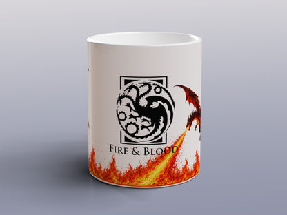 Targaryen Fire & Blood Mug, Red Dragon House of the Dragon Design