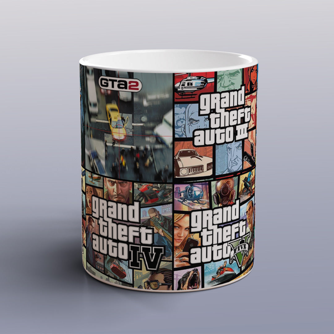 Grand Theft Auto GTA Mug with Coaster Gaming Gift GTA Fan