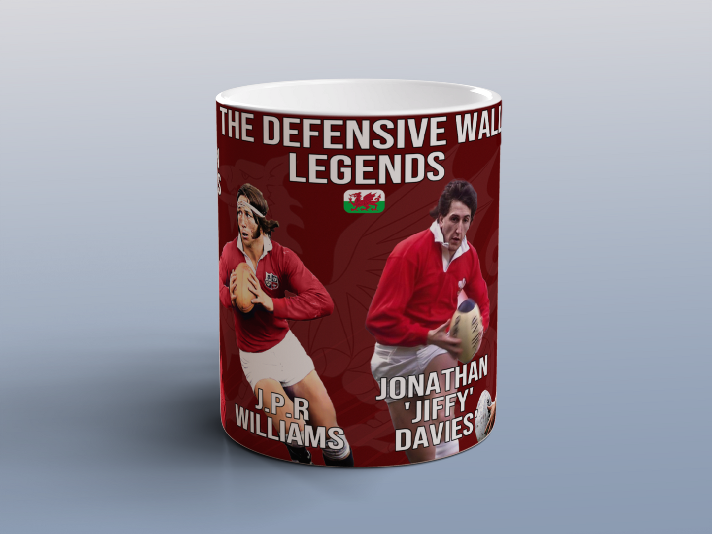 Welsh Rugby Legends Mug Rugby Gift for Wales Fans JPR Williams Jiffy Davies