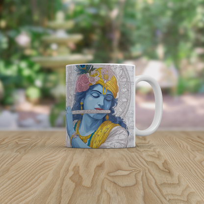 Krishna Mug | Divine Yoga Meditation Mug | Spiritual Hindu Art Coffee Tea Gift
