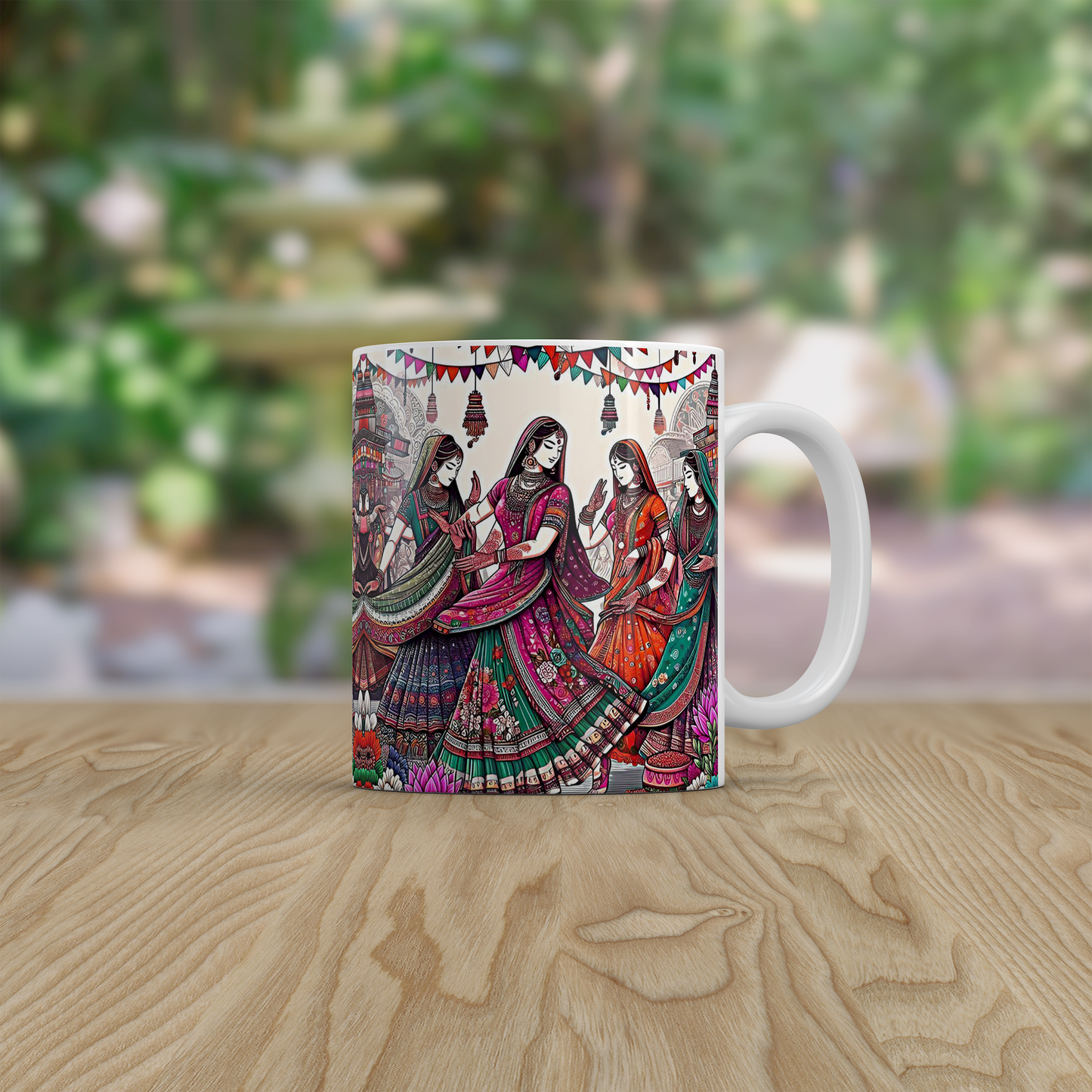 Indian Folk Art Ceramic Mug Colourful Boho Tea Coffee Mug Cultural Gift UK