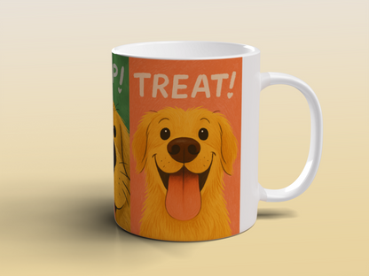 Golden Retriever Funny Mug – Cute Dog Coffee Mug, Woof Boop Treat Design, 11oz Ceramic Gift for Dog Lovers