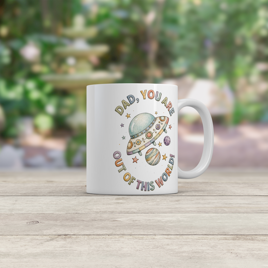 Space Dad Mug Ceramic Coffee Mug Galaxy Gift for Father Sci Fi Tea Mug 11oz