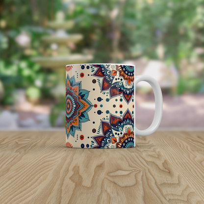 Mandala Mug Boho Style | Colourful Coffee Tea Cup | Spiritual Yoga Gift