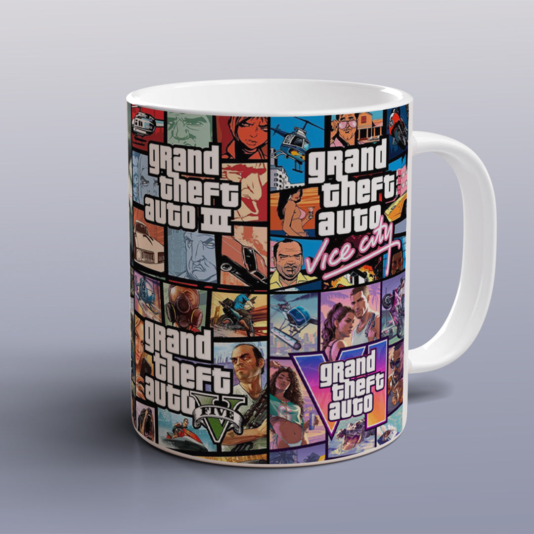 Grand Theft Auto GTA Mug with Coaster Gaming Gift GTA Fan