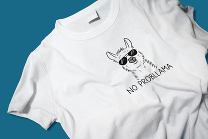 No Probllama Funny Llama T Shirt Cute Animal Pun Unisex Gift Tee