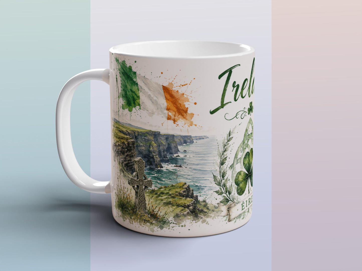 Ireland Mug Irish Cliffs Shamrock Celtic Cottage Coastal Souvenir Gift