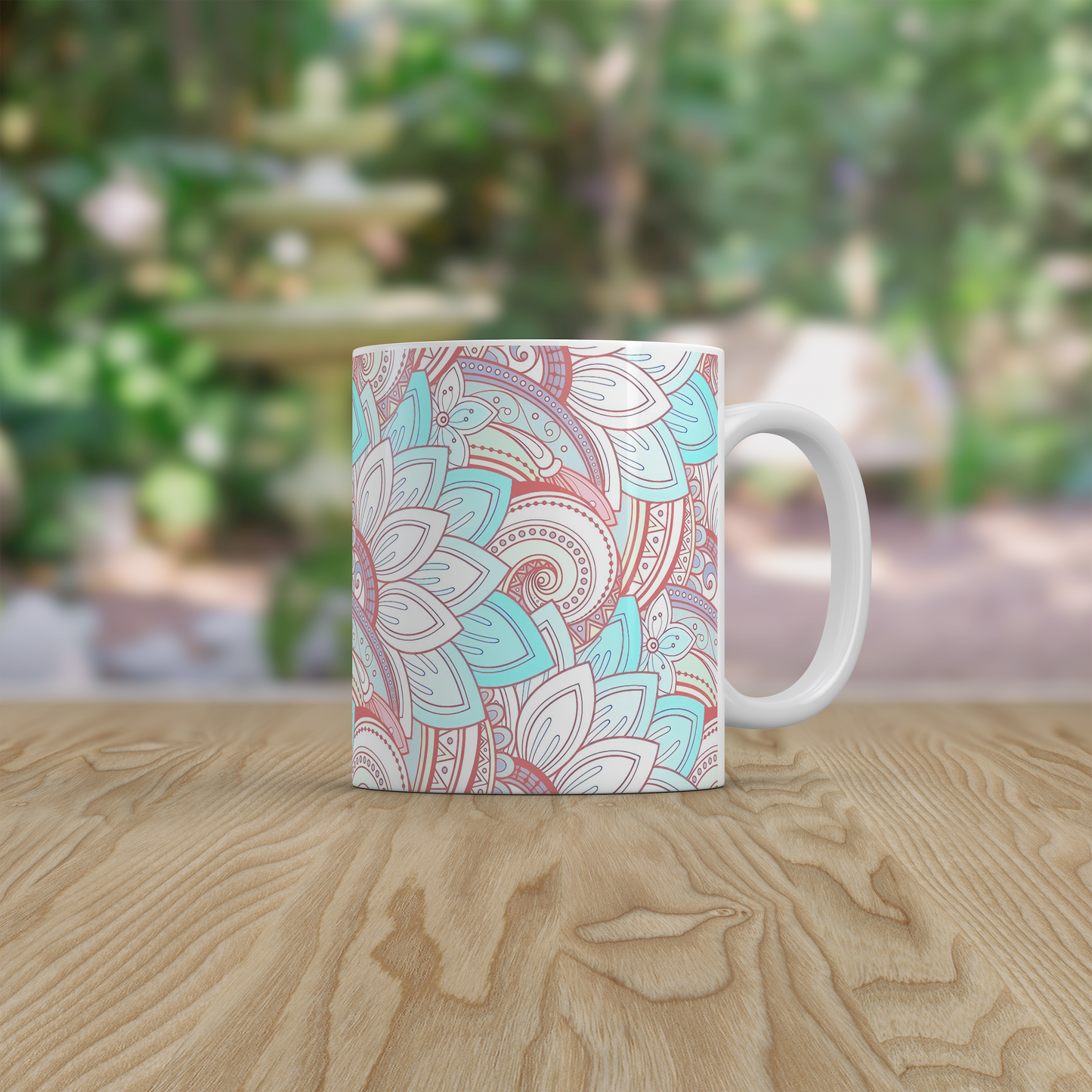 Boho Mandala Ceramic Mug Floral Pattern Tea Coffee Mug Mindfulness Gift UK